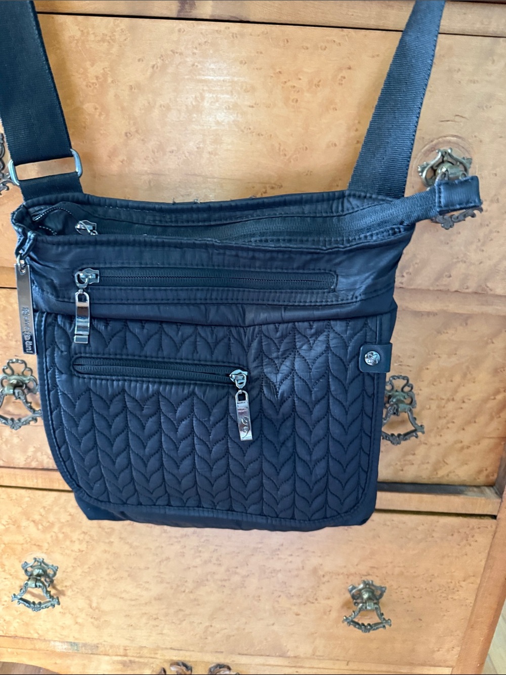 Sherman Quilted Black Crossbody Travel Bag